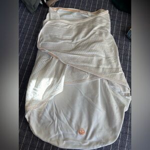 Nested Bean White Swaddle with Orange and Gray Dots